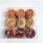 Fabric pumpkin ornament Velvet Mini Pumpkin Hanging Set