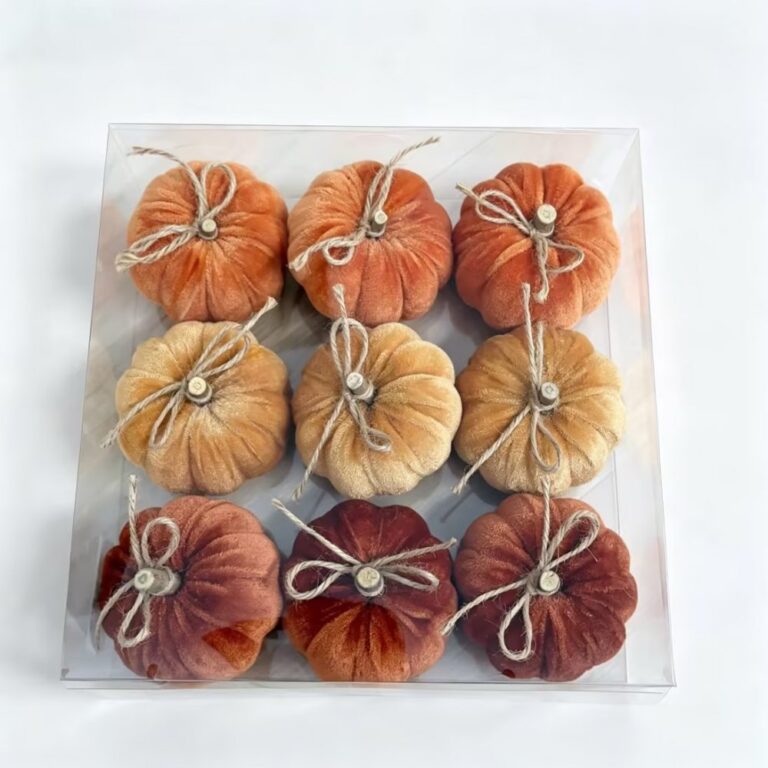 Fabric pumpkin ornament Velvet Mini Pumpkin Hanging Set