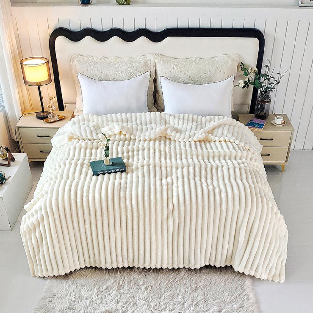 blanket Ribbed Plush Throw Blanket