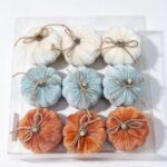 Fabric pumpkin ornament Velvet Mini Pumpkin Hanging Set