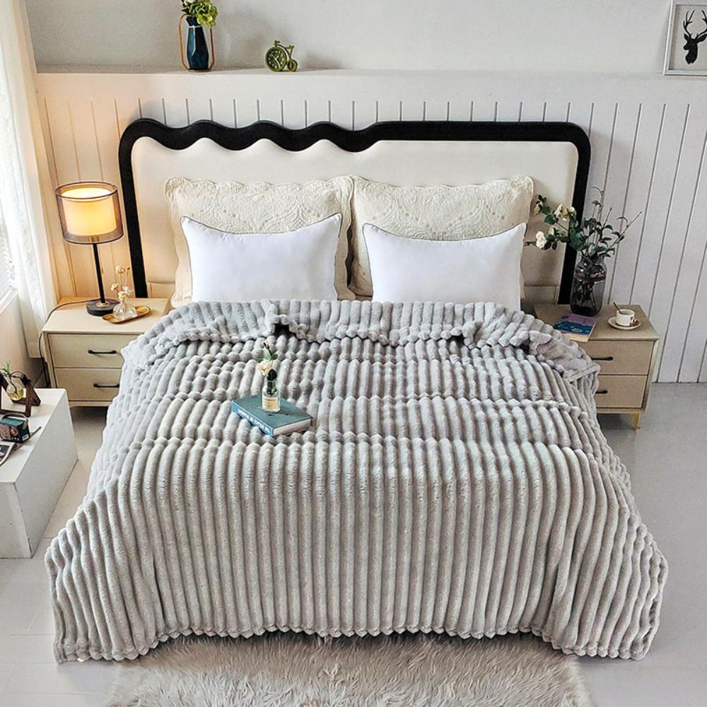 blanket Ribbed Plush Throw Blanket