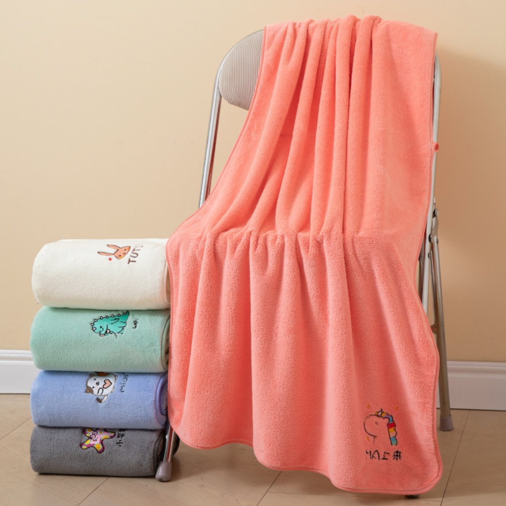 Towels & Bath Towels Embroidered Coral Fleece Bath Towel